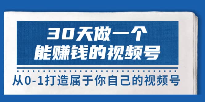 30天做一个能赚钱的视频号，从0-1打造属于你自己的视频号 (14节-价值199)-爱副业资源网