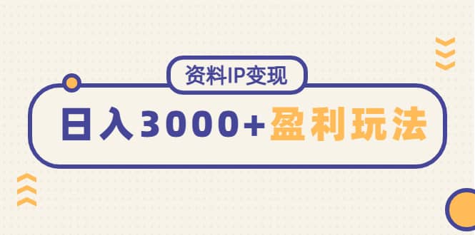 资料IP变现，持续性盈利玩法-爱副业资源网