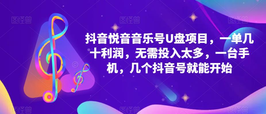 抖音音乐号U盘项目 一单几十利润 无需投入太多 一台手机 几个抖音号就开始-爱副业资源网