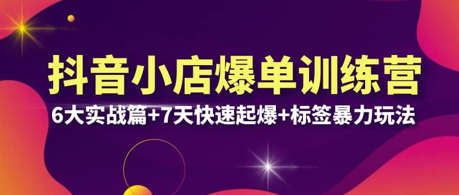 抖音小店爆单训练营VIP线下课：6大实战篇 7天快速起爆 标签暴力玩法(32节)-爱副业资源网