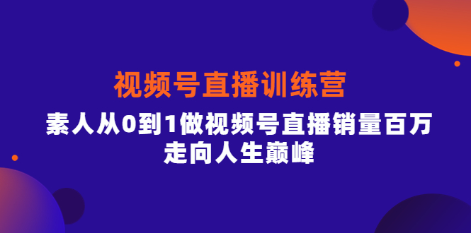 视频号直播训练营，素人从0到1做视频号直播销量百万，走向人生巅峰-爱副业资源网