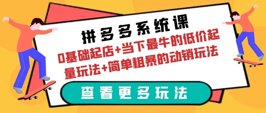 拼多多系统课：0基础起店 当下最牛的低价起量玩法 简单粗暴的动销玩法-爱副业资源网