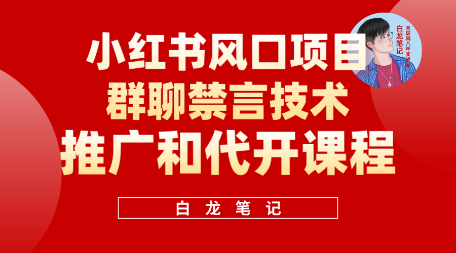 小红书风口项目日入300 ，小红书群聊禁言技术代开项目，适合新手操作-爱副业资源网