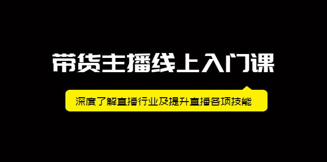 带货主播线上入门课，深度了解直播行业及提升直播各项技能-爱副业资源网