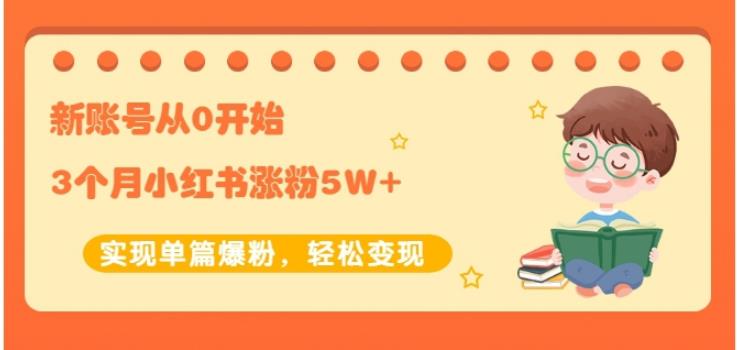 新账号从0开始3个月小红书涨粉5W 实现单篇爆粉，轻松变现（干货）-爱副业资源网