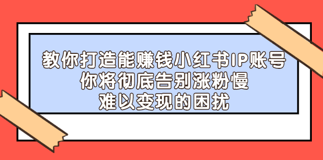 教你打造能赚钱小红书IP账号，了解透彻小红书的真正玩法-爱副业资源网