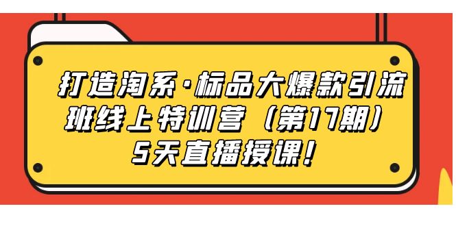 打造淘系·标品大爆款引流班线上特训营5天直播授课！-爱副业资源网