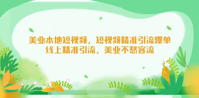 美业本地短视频，短视频精准引流爆单，线上精准引流，美业不愁客流-爱副业资源网