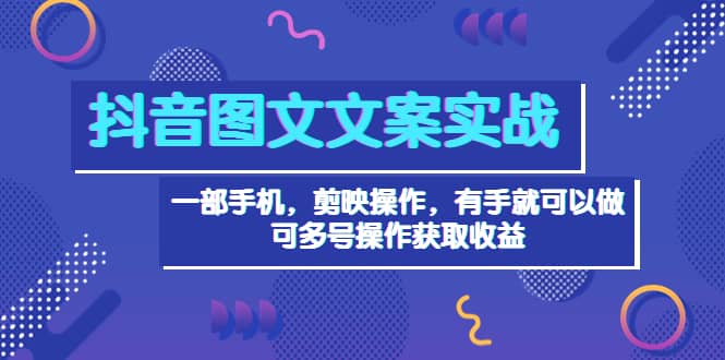 抖音图文毒文案实战：一部手机 剪映操作 有手就能做，单号日入几十 可多号-爱副业资源网