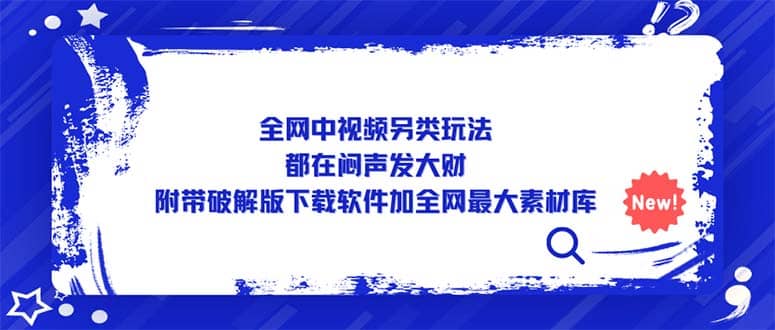 全网中视频另类玩法，都在闷声发大财，附带下载软件加全网最大素材库-爱副业资源网