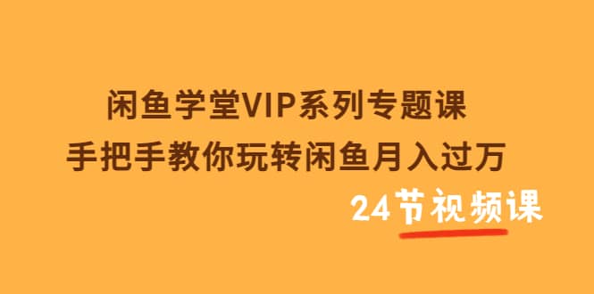 闲鱼学堂VIP系列专题课：手把手教你玩转闲鱼月入过万（共24节视频课）-爱副业资源网