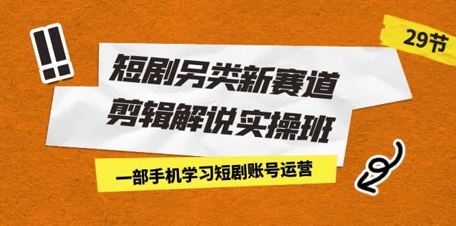 短剧另类新赛道剪辑解说实操班：一部手机学习短剧账号运营（29节 价值500）-爱副业资源网