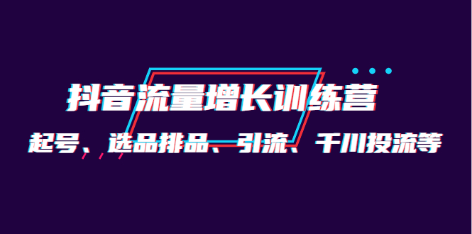 月销1.6亿实操团队·抖音流量增长训练营：起号、选品排品、引流 千川投流等-爱副业资源网