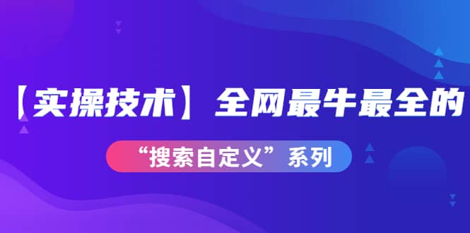 【实操技术】全网最牛最全的“搜索自定义”系列！价值698元-爱副业资源网