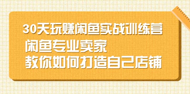 30天玩赚闲鱼实战训练营，闲鱼专业卖家教你如何打造自己店铺-爱副业资源网