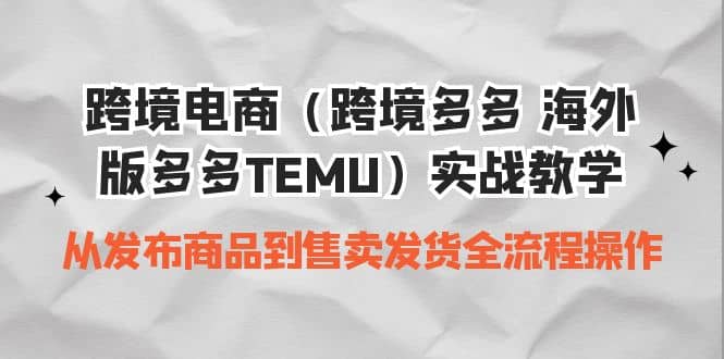 跨境电商（跨境多多 海外版多多TEMU）实操教学 从发布商品到售卖发货全流程-爱副业资源网