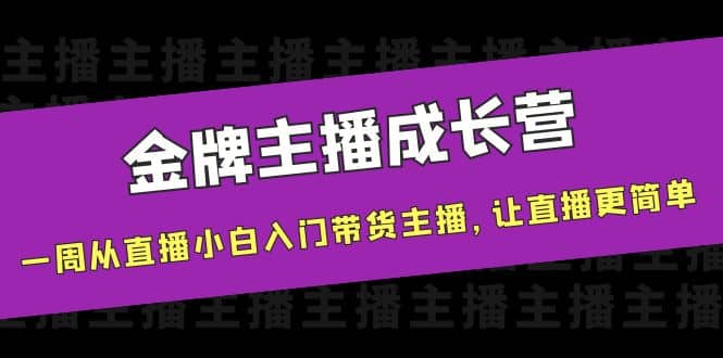 金牌主播成长营，一周从直播小白入门带货主播，让直播更简单-爱副业资源网