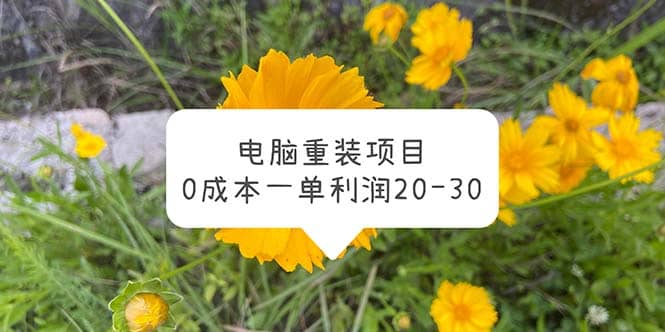 电脑系统重装项目，0成本一单利润20-30-爱副业资源网