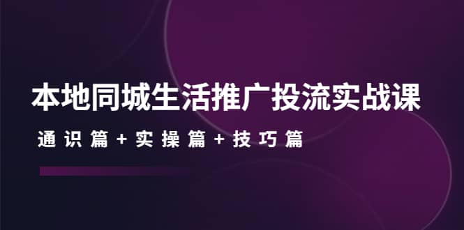 本地同城生活推广投流实战课：通识篇 实操篇 技巧篇-爱副业资源网