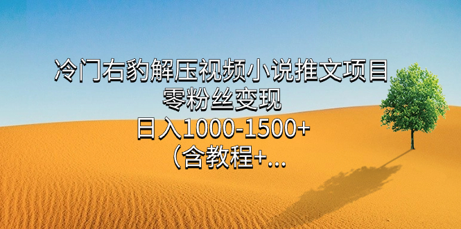 冷门右豹解压视频小说推文项目，零粉丝变现，日入1000-1500 （含教程）-爱副业资源网