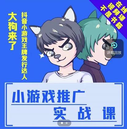 大狗来了：小游戏推广实战课，带你搭建一个游戏推广变现账号-爱副业资源网