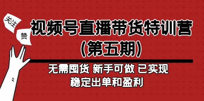 视频号直播带货特训营（第五期）无需囤货 新手可做 已实现稳定出单和盈利-爱副业资源网