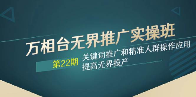 万相台无界推广实操班【22期】关键词推广和精准人群操作应用，提高无界投产-爱副业资源网