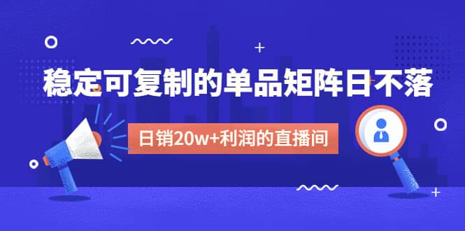 某电商线下课程，稳定可复制的单品矩阵日不落，做一个日销20w 利润的直播间-爱副业资源网