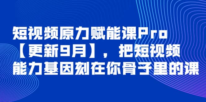 短视频原力赋能课Pro【更新9月】，把短视频能力基因刻在你骨子里的课-爱副业资源网