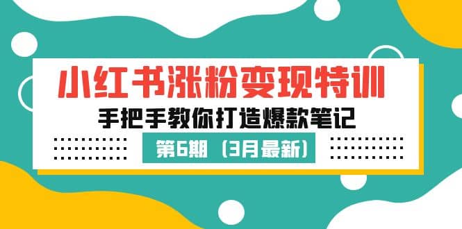 小红书涨粉变现特训·第6期，手把手教你打造爆款笔记（3月新课）-爱副业资源网