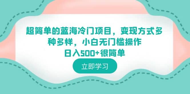 超简单的蓝海冷门项目，变现方式多种多样，小白无门槛操作日入500 很简单-爱副业资源网