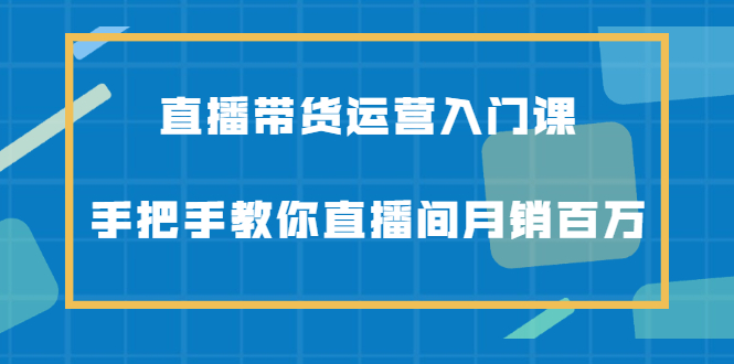 直播带货运营入门课，手把手教你直播间月销百万-爱副业资源网