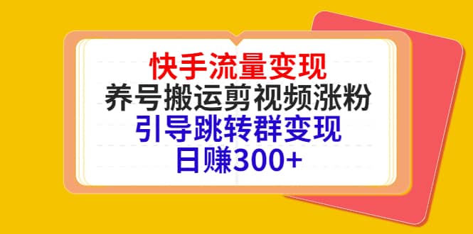 快手流量变现，养号搬运剪视频涨粉，引导跳转群变现日赚300-爱副业资源网