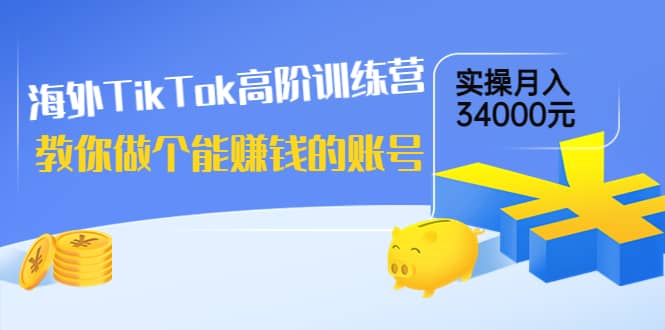 海外TikTok高阶训练营：教你做个能赚钱的账号，实操月入34000元！-爱副业资源网