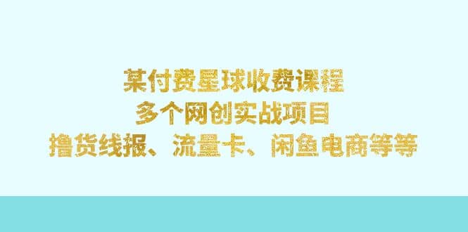 某付费星球课程：多个网创实战项目，撸货线报、流量卡、闲鱼电商等等-爱副业资源网