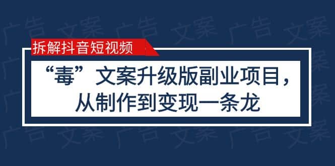 拆解抖音短视频：“毒”文案升级版副业项目，从制作到变现（教程 素材）-爱副业资源网