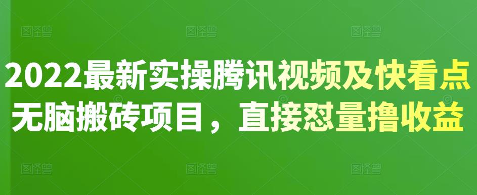 2022最新实操腾讯视频及快看点无脑搬砖项目，直接怼量撸收益-爱副业资源网