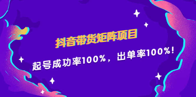 抖音带货矩阵项目，起号成功率100%，出单率100%！-爱副业资源网