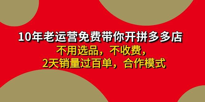 拼多多-合作开店日入4000+两天销量过百单，无学费、老运营教操作、小白...-爱副业资源网