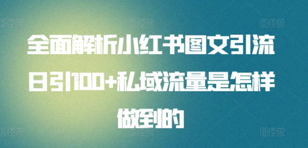 日引流100私域流量小红书图文是怎样做到的全面解析-爱副业资源网