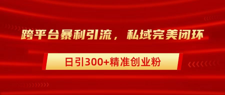 跨平台暴力引流，私域完美闭环，日引300+精准创业粉-爱副业资源网