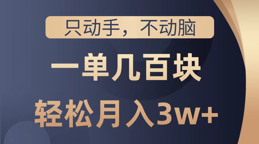 只动手不动脑，一单几百块，轻松月入2w+，看完就能直接操作，详细教程-爱副业资源网