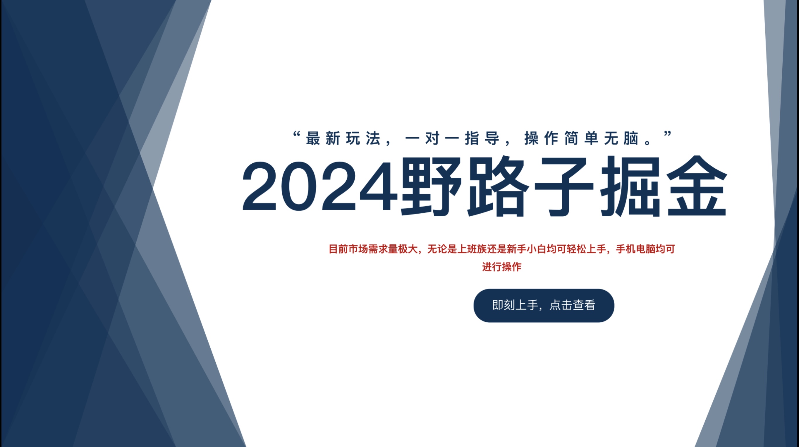 2024野路子掘金，最新玩 法， 一对一指导，操作简单无脑。-爱副业资源网