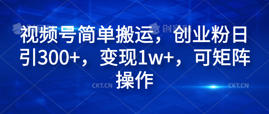 视频号简单搬运，创业粉日引300+，变现1w+，可矩阵操作-爱副业资源网