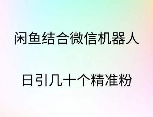 闲鱼结合微信机器人，日引几十个精准粉-爱副业资源网