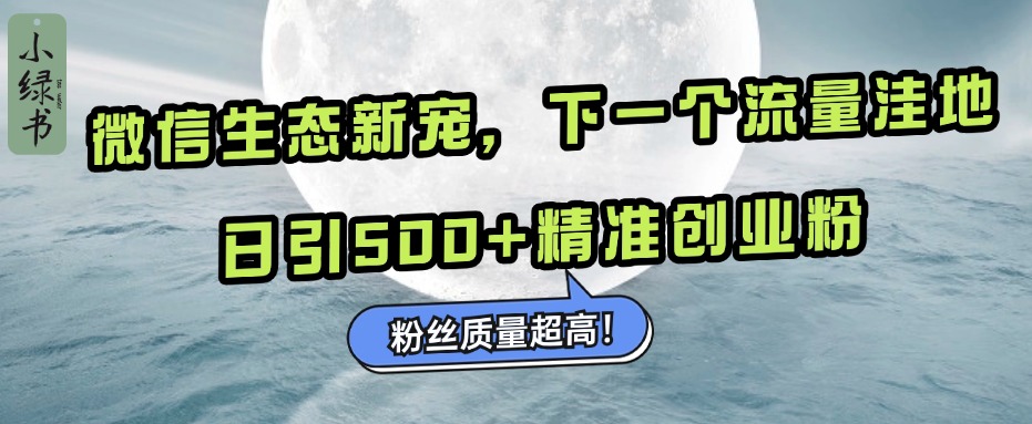 微信生态新宠小绿书：下一个流量洼地，粉丝质量超高，日引500+精准创业粉，-爱副业资源网