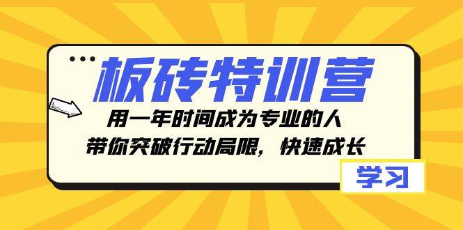 板砖特训营，用一年时间成为专业的人，带你突破行动局限，快速成长-爱副业资源网